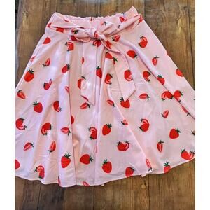 Sz L - Belle Poque A-Line Strawberry Skirt - Vintage inspired